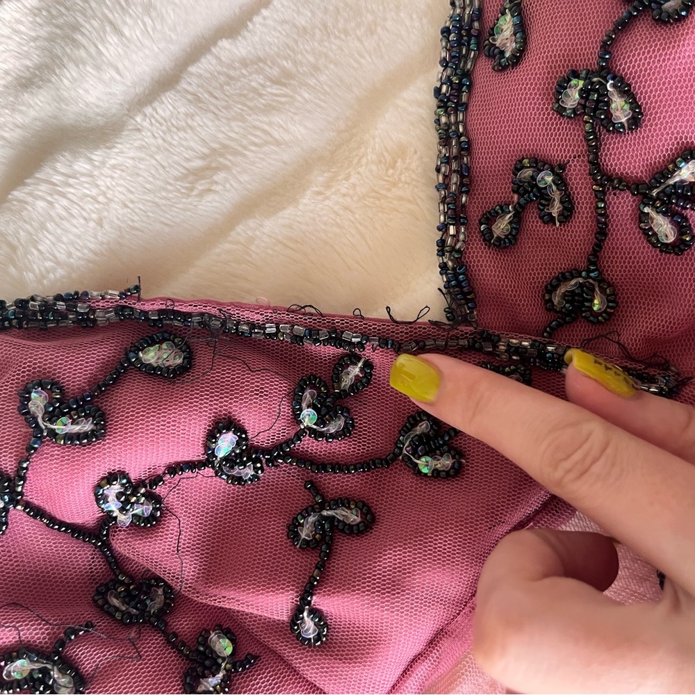 Vintage Pink Beaded Halter Top - Picture 3 of 5